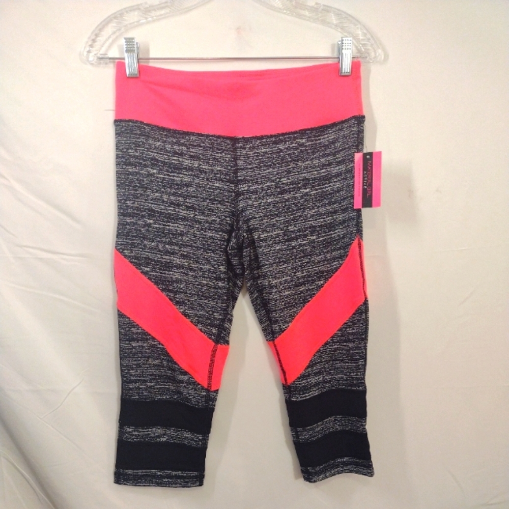 Material Girl Active - Charcoal Gray & Pink - Activewear Capris - Size M.Waist